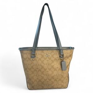 Coach Tan and Gray Tote Bag